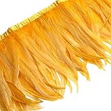 Natural Rooster Feathers Fringe Trim - 1 Yard Sewing Feather Craft Decoration for DIY Clothing Acces