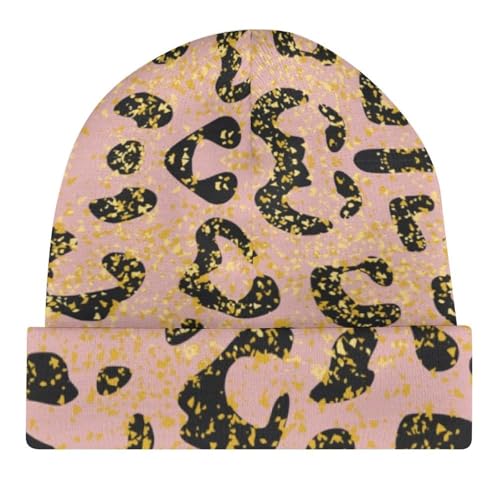 Rose Gold Glitter Ombre Leopard Pattern Kids Beanie Hat for for Girls Boys Children Cap Winter Knitted Chemo Cancer Headwear Accessories Gifts Decoration4