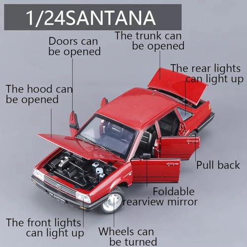 Image of Invite Enterprise Compatible for 1:24 Volkswagon Santana Toy Car Model, Diecast Collectible Pull Back Model Car with Sound and Light, Toy Gift Vehicles for Adults Kids Boys Girls【Multicolor】