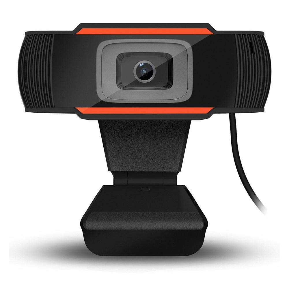 YakeHome Webcam With Microphone,Mini 1080P Webcam High-definition Convenient Durable PC Digital USB Camera Video Recorder (Pure Black/Orange And Black)