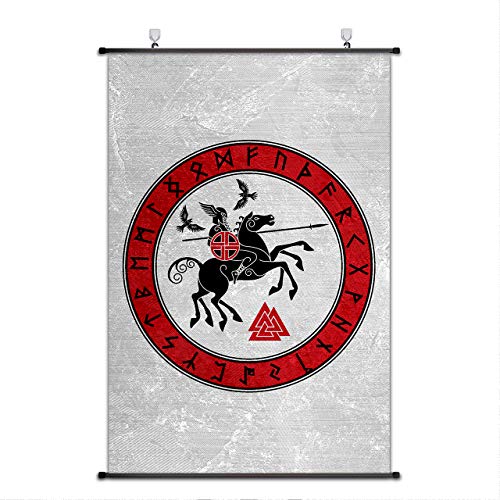 Bannière viking Odin : poster en tissu suspendu pour décoration de chambre