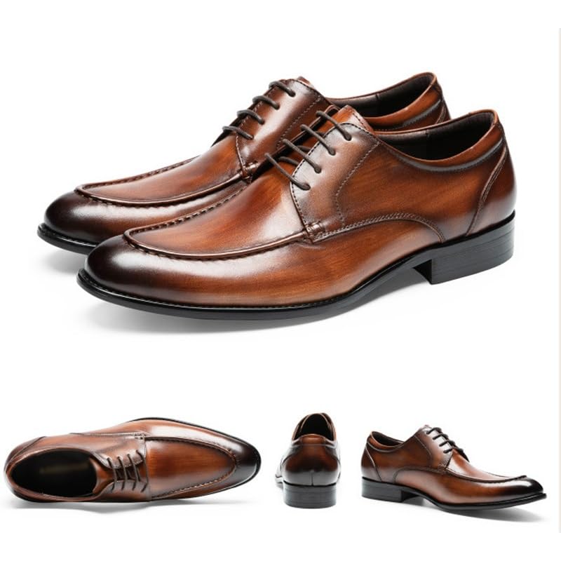 Men's Dress Shoes Casual Business Lace Up Oxfords Shoes Breathable Leather Wingtip Brogue Shoes Classic Pointed Toe Derbys for Men4