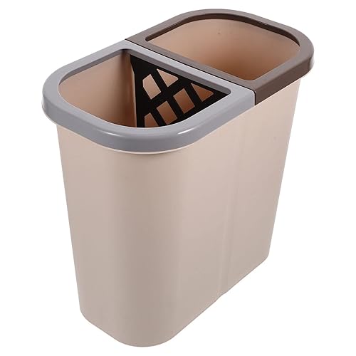 Alipis Cesta de basura de plástico con 2 compartimentos, contenedor de basura de plástico, cubo de reciclaje, cubo de basura, cubo de compost, cubo