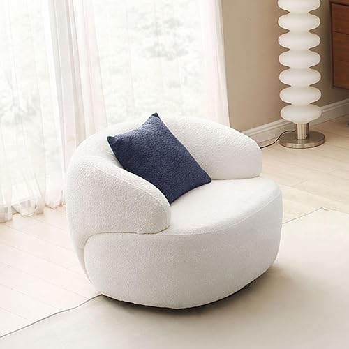 Miniatura 6 de WILLIAMSPACE Sofá curvo moderno de lujo con asiento giratorio redondo y decorativo, juego de 2 piezas, sofá tapizado de tela boucle con 3 cojines