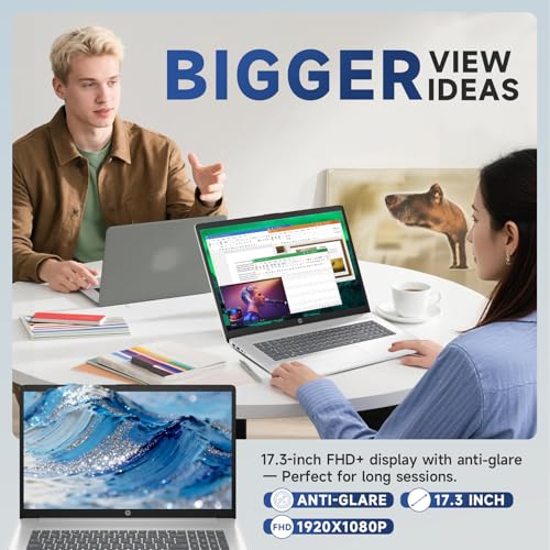 Image of HP Flagship 17 Business Laptop, 12GB RAM, 256GB SSD, Intel Core i5-1334U, Backlit Keyboard, Fingerprint, 17.3 inch IPS Anti-Glare Display, Windows 11 Pro Laptop for Work & Students & Home