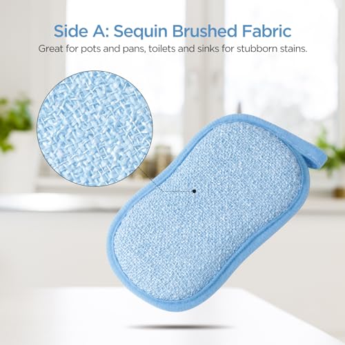 AiQInu 6 Stück Spülschwamm Topfreiniger Küchenschwamm Waschbar, Putzschwamm Wiederverwendbar, Reinigungsschwamm Waschbar, Für Geschirrspülen, Küche, Reinigung, Badreinigung