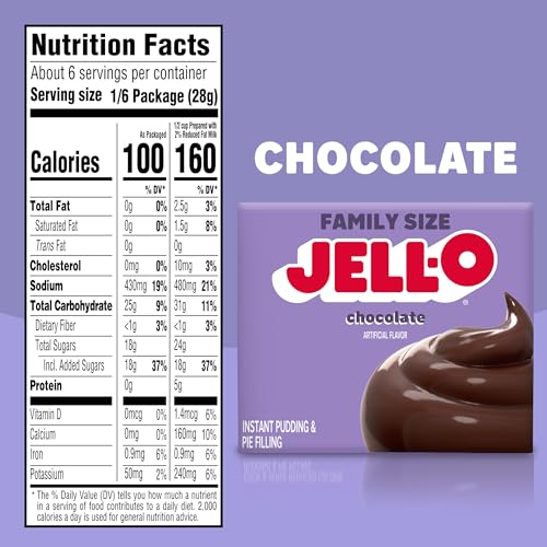 Image of Jell-O Chocolate Artificially Flavored Instant Pudding & Pie Filling Mix, Family Size, 5.9 oz. Box
