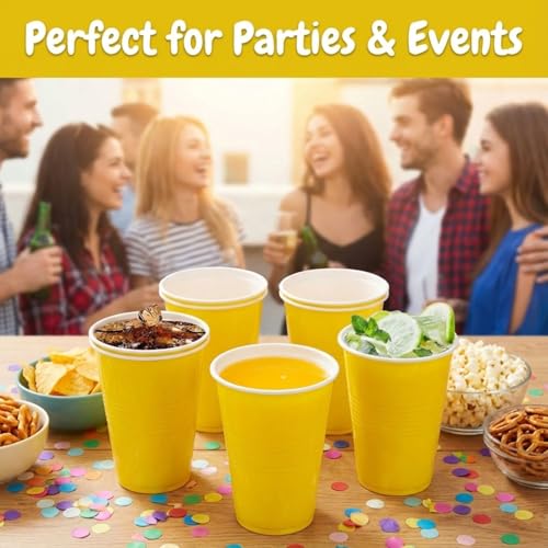 Image of FunBlast Party Drinking Glasses - 20 Pcs | 500 ML Reusable Beer Pong & Cocktail Cups | Leakproof, Strong & Durable Plastic Glass Set for Parties, Events & Celebrations (Yellow)