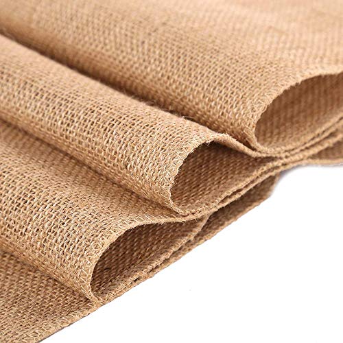 Wlflash Burlap Table Runner 12 Inch by 50 Yards Natural Jute Hessian Burlap Roll Crafts Fabric Rolls with Sewn Edges for Country Rustic Party Wedding Decorations Farmhouse Kitchen Decor(12