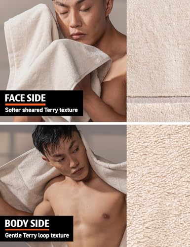 Image of DAMENSCH 100% Cotton Towel, Super Soft Towels for Bath Large Size, Ultra Absorbent, Quick Dry Towel for Women, Long Lasting Colours Towels for Bath Men-Serenen Biege