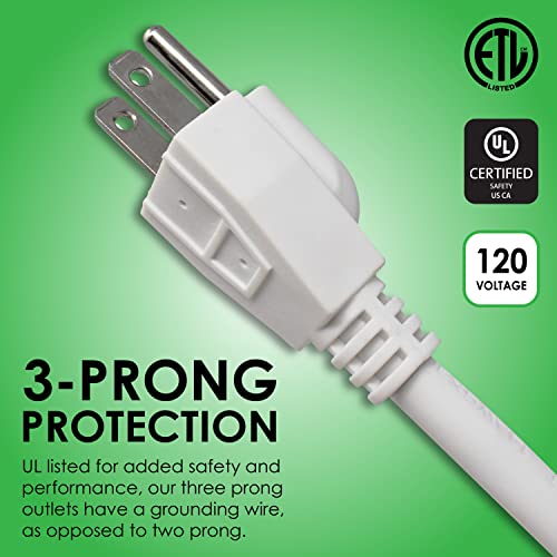 Digital Energy 6-Outlet Surge Protector Power Strip With 25-Ft Long Extension Cord, White, Etl Listed, Ul Standard #TOP2