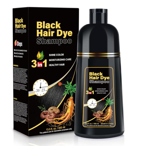 Black Hair Dye Shampoo 3 in 1 Champu Para Canas for Gray Hair Coverage, Natural and Herbal Color Shampoo for Women