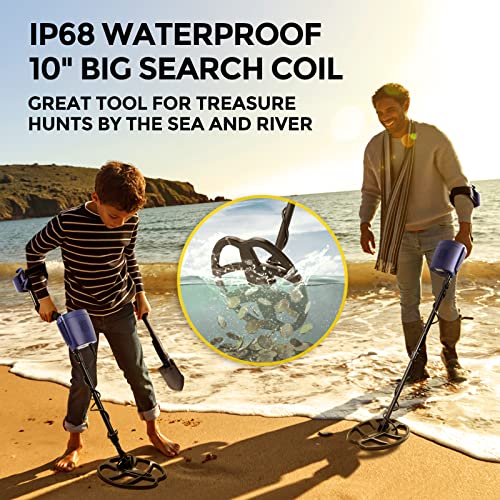 Rm Ricomax Metal Detector For Adult, Higher Accuracy 10" Dd Search Coil Gold Detector With Lcd Backlight, 4 Modes, Ip68 Waterproof Professional Metal Detector For Gold, Silver, Coin, Treasure Hunting #TOP6