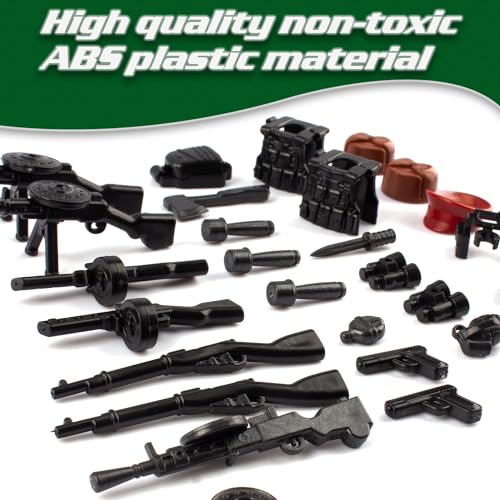 Image of Military Weapons Pack 33 Pcs Soviet Accessories Kits Toys, Army Equipment Gear WW2 Guns for Boys 6+, Compatible with Mini Figure of Major Brand