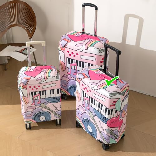 Image of HOKIPO 220gsm Durable and Washable Suitcase Covers for Trolley Suitcase, Medium (21-22inch) - Music Vibes (AR-6344-D6)