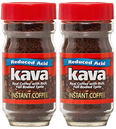 Kava Low Acid Coffee Instant Coffee Kosher Certified Medium Roast Glass Jar