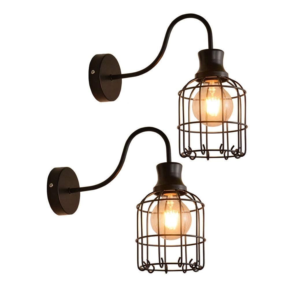 Lámpara de pared retro industrial E27 con cuerda de cáñamo y hierro para comercio