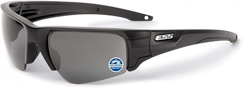 ESS Gafas de sol Ballesta Negro Plata Logo Polarizado Espejo Gris Lente, Gris