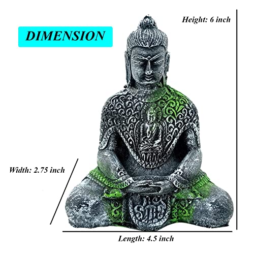 Image of Meditating Buddha Statue and Artificial Plant for Aquarium Fish Tank Decoration Combo Pack Ornament and Plant