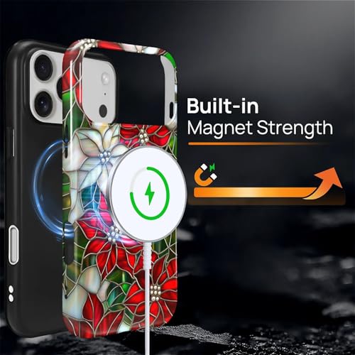 Coque rigide iPhone 17 Pro Max antichoc silicone vitrail de Noël premium - 4