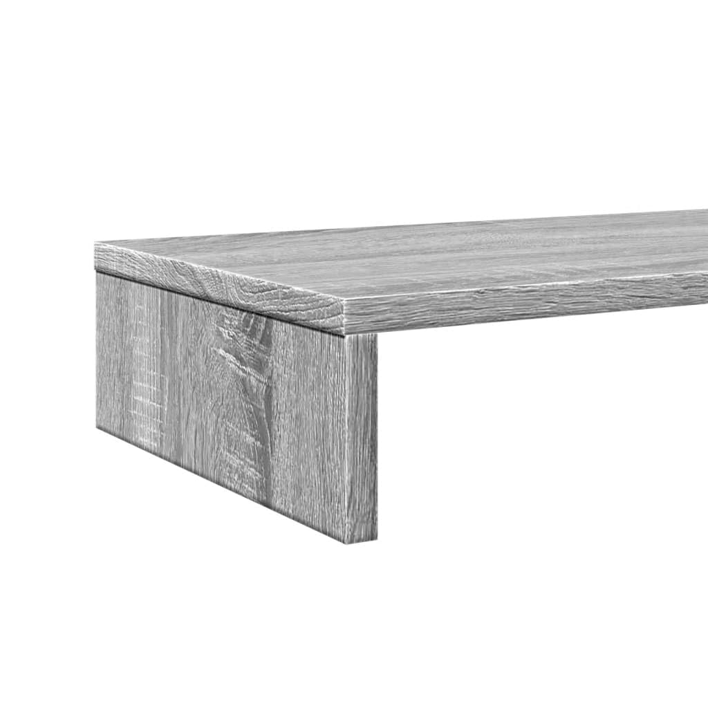 Supporto doppio per monitor grigio Sonoma in legno 100 x 27 x 10 cm per 2 monitor, supporto da scrivania per postazione di lavoro, con spazio e organizer