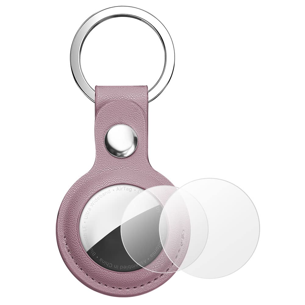 AXFEE Llavero para AirTag Cuero, Llaveros AirTag Funda Protectora con Película Protectora, Llavero Portátil Impermeable, Localizador para Llaves, Mascotas y Mochilas(Blanco) — view 16