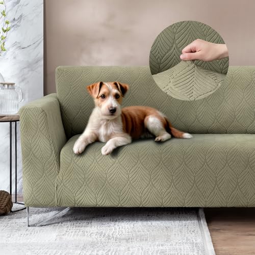 Opiniones de Cubre salas economicas disponible en línea. 43 REAL TEXTIL Juego de 3 Fundas Cubre Sala - Tejido Jacquard Elástico Fácil Lavado. Ideal para Proteger Tus Muebles - Protector de sillón - Sofa Cover (Verde Olivo (Afelpado))