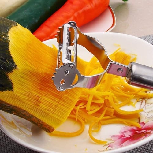 Image of 9 PCS Vegetable & Fruit Peeller with Meat Cutter and Hand Peeler 3 in 1 Multifunctional Durable Razor Sharp Cutter Slicer Vegetable Julienne Shedder Peeler for Kitchen (B)