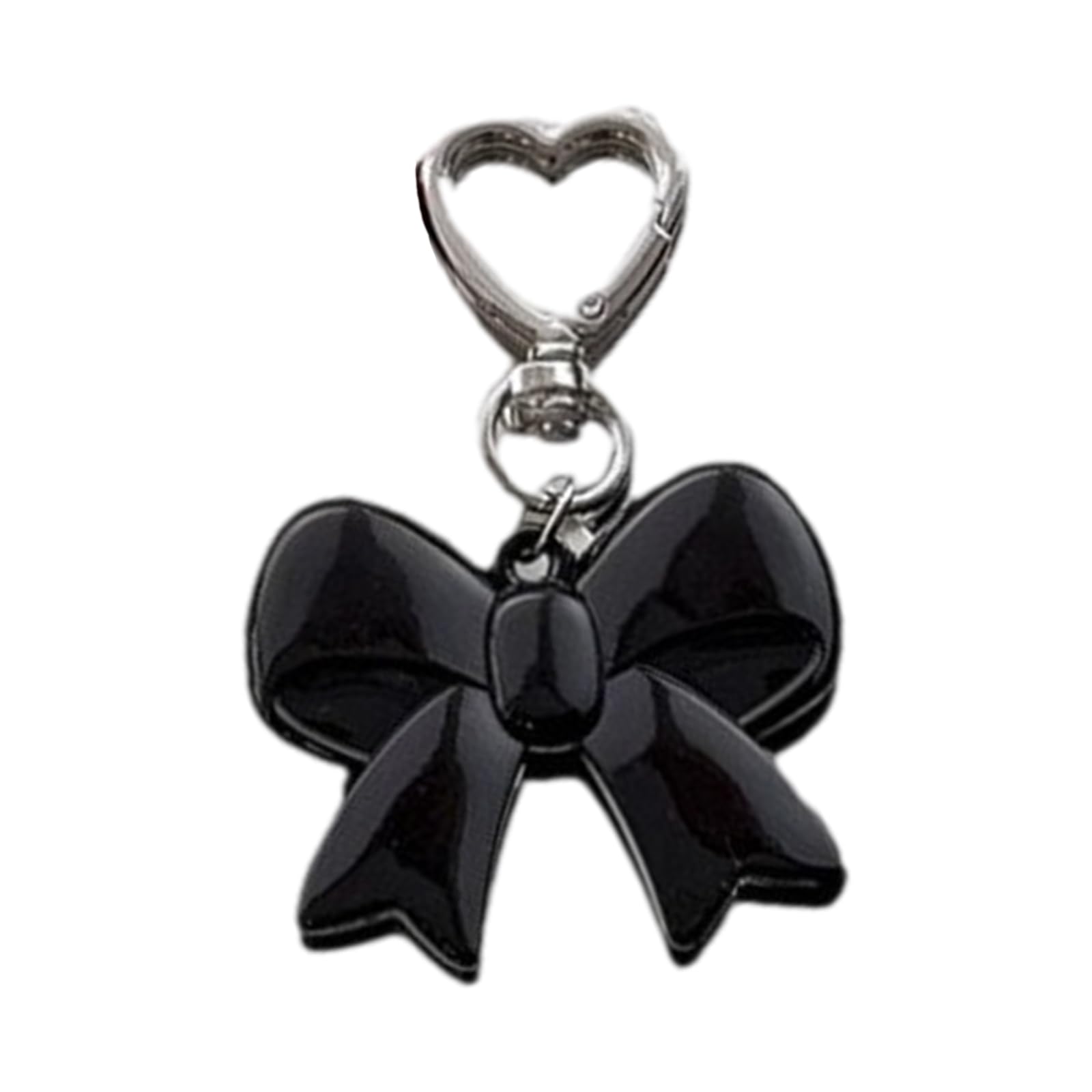 Wwhjr Girls Black Sweet Bows Keychain Car Key Chains Bowknot Keyring Bag Charm Handbag Charm Lovely Heart Keyholders Phone Charm Heart Keychain