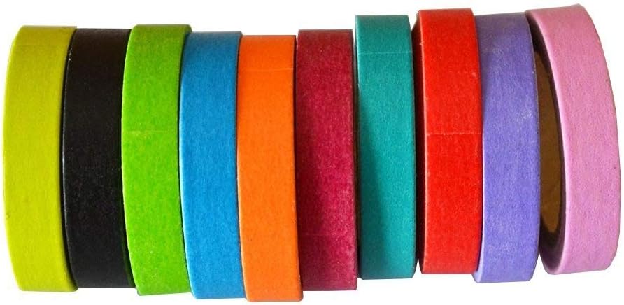 Lychee Craft 10 Rolls Mini Rainbow Candy Color Washi Tape DIY Sticker