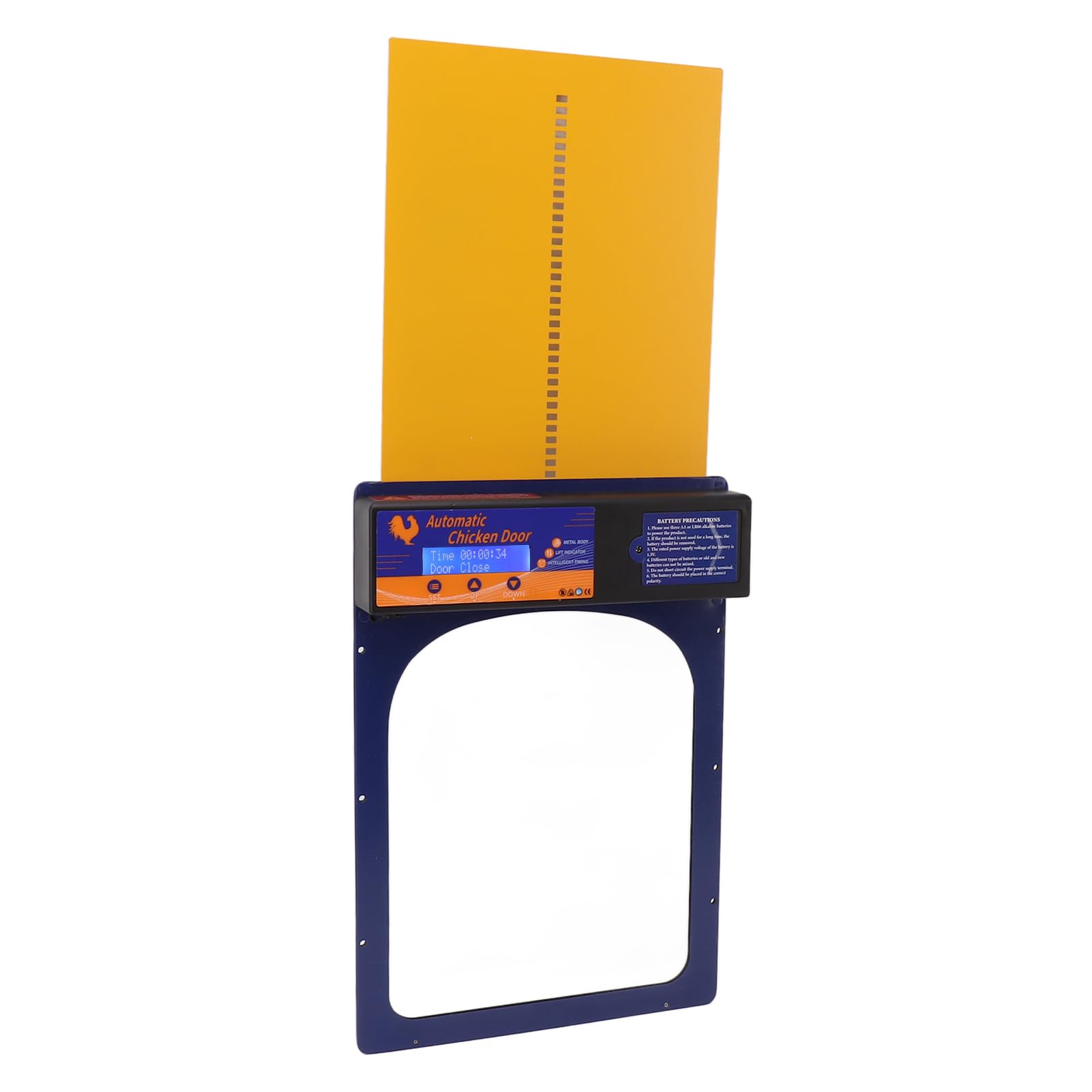 Automatic Chicken Coop Door, IP45 Waterproof Coop Door Opener Programmable LED Display Aluminum Alloy Timer Strong and Safe for Farm (Jewel Blue)