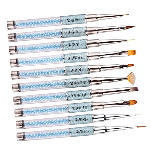 MUSISALY 10個 ネイルペンセット ネイルアートトリマー マニキュアケアツール ネイルドットペイントペン フレンチネイルトリマー マニキュア テンプレート 爪切り ファイバーウール Blue