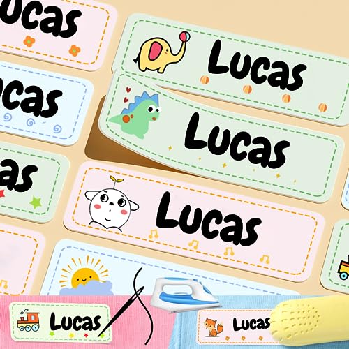 Etiquetas de nombre para ropa, etiquetas adhesivas impermeables para planchar para ropa, etiquetas de nombre para niños, sello de nombre para ropa de niños, etiquetas de nombre personalizadas