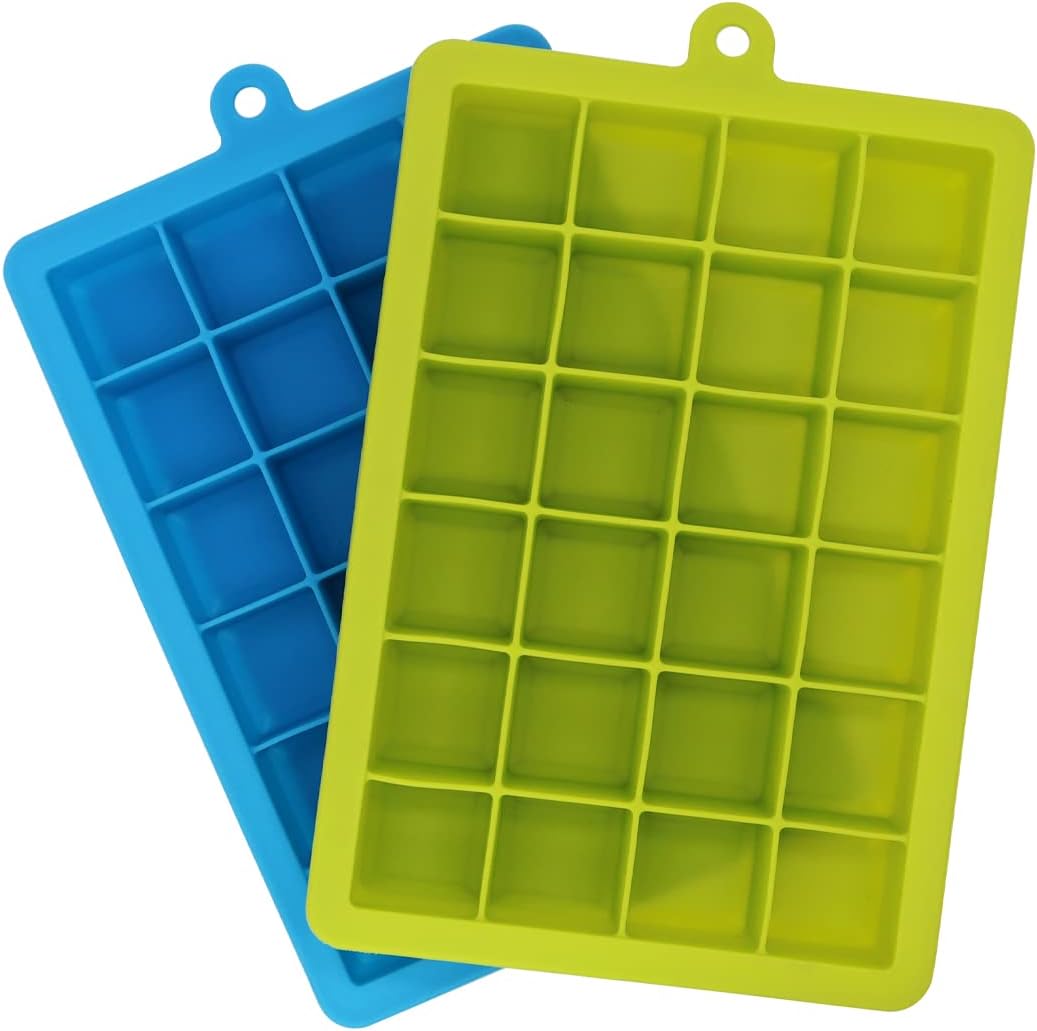 Docik Silicone Ice Cube Trays 2 Pack, Stackable 24 Cavity
