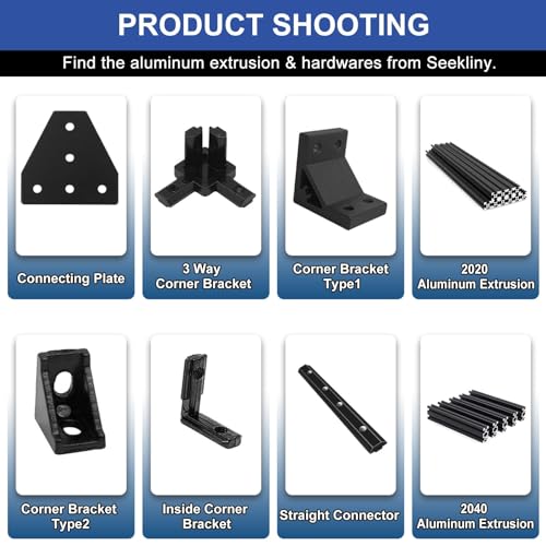 Image of 24pcs Seekliny 4040 Aluminum Extrusion Corner Bracket 4040 Hardware V-Slot Accessories T-Slot with Screws for 8020 Aluminum Profile 3D Printer Accessories Silver