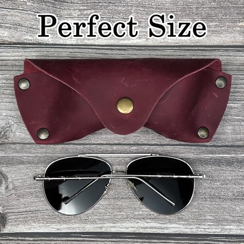 Image of Leather Glasses Case for Men - Vintage Rustic Belt Eyeglass Holder