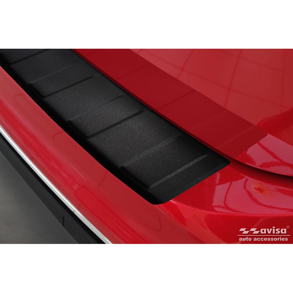 Avisa Matt-Schwarz Edelstahl Heckstoßstangenschutz kompatibel mit Volkswagen Tiguan II / Allspace inkl. Facelift & R-Line 2016-2020 / 2020-2024 'Ribs', Mattschwarz