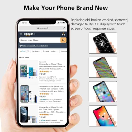 Hoonyer Écran pour iPhone 12/ iPhone 12 Pro, Écran LCD de Remplacement Tactile 3D Touch Assemblage du numériseur avec kit de réparation – vue 5
