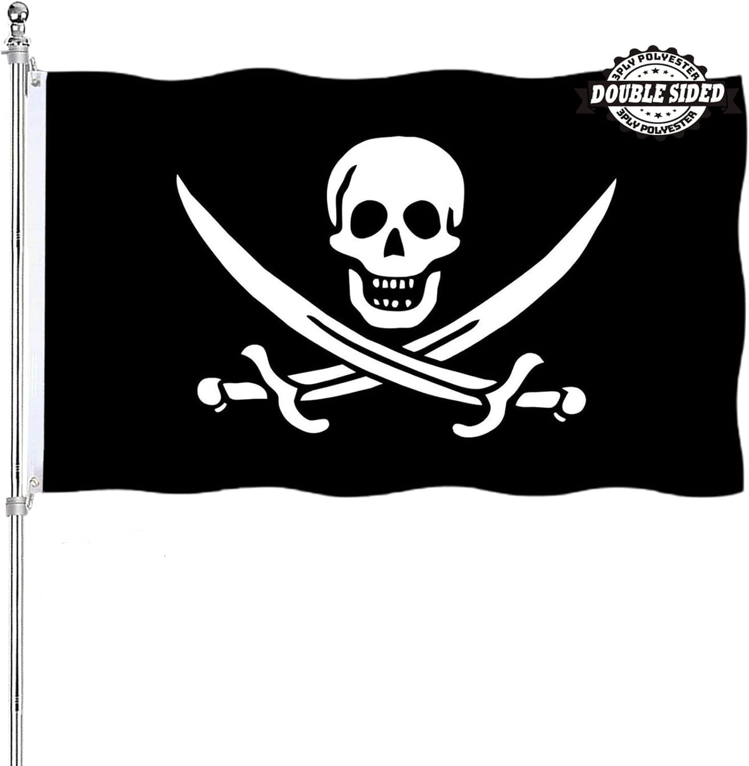 Amazon.com : Jolly Roger Flag 3x5 Double Sided Outdoor Jack