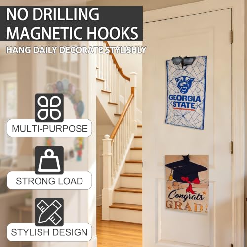 Image of Magnetic Towel Hooks, Strong Magnetic Hooks with Rubber Coated Base, Magnetic Coat Hooks for Refrigerator, Metal Door, Locker and Garage, Hooks for Towels, Coats, Bags, Hats and Umbrellas
