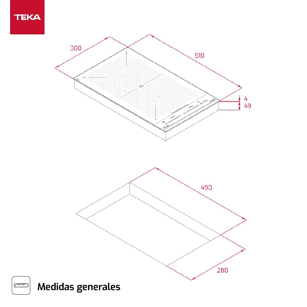 Teka Placa Modular Inducción 30 cm, 3 Zonas (2 + Flex), Touch Control Multislider, Power Plus, Sistema Fast-Click, Modelo IZF 32400 MSP