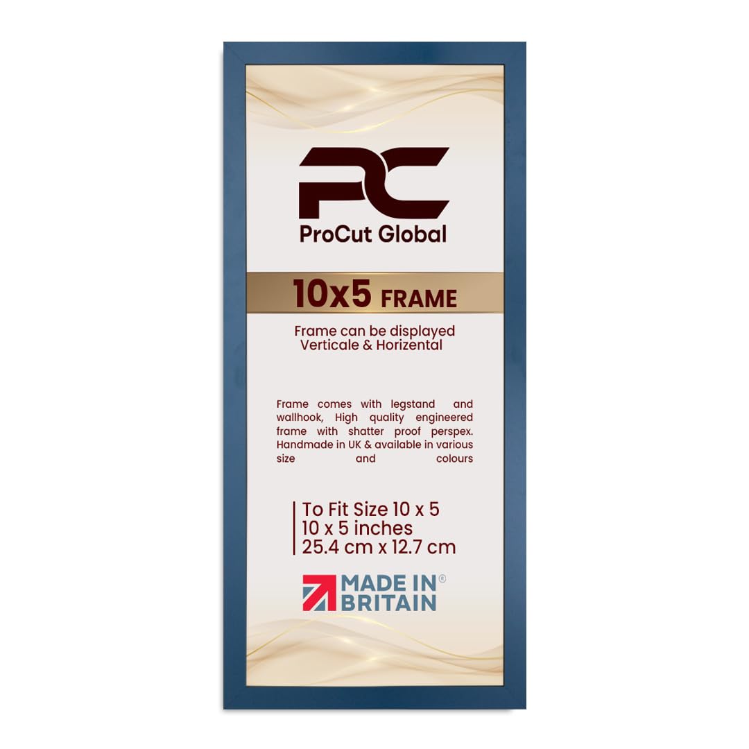 Procut Global 10X5 Navy Blue Picture Frames - Modern Wooden Photo Frame with Shatterproof Perspex for Wall or Tabletop - Perfect for Posters, Certificates, Prints - Sizes & Colors Available