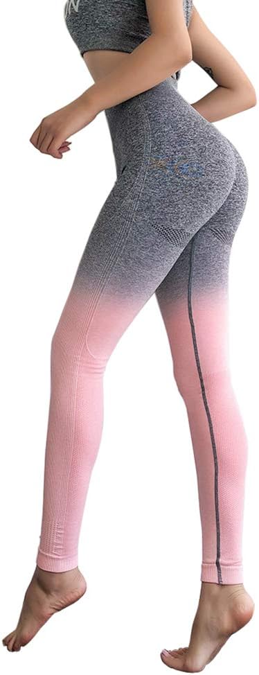 MMIW COLLECTION Seamless High Waisted Gym Leggings for Women Stretch Yoga Pants Ombre Workout Running Leggings