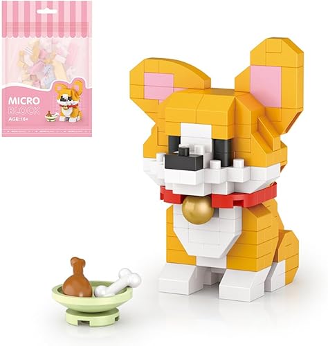 Aetheria Mini Blocks Corgi Dog Building Animal Set 160 piezas Creative Home Decor Building Toy Ladrillos para niños o adultos Calendario de Adviento