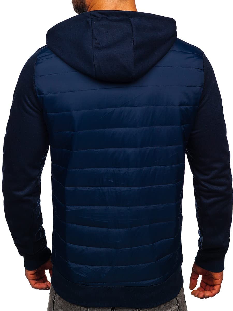 BOLF Hombre Chaqueta guateada de Entretiempo con Capucha Cierre de Cremallera Cuello alto Cazadora Ropa de Abrigo Plumas Bomber Fitness Outdoor Básico Estilo Deportivo Mix 4D4