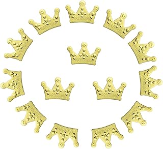 BoningNEW 100Pcs Gold Crown Confetti Prince King Cupcake Toppers for Birthday Party Wedding Baby Shower Party Cake Food or Table Decoration Supplies