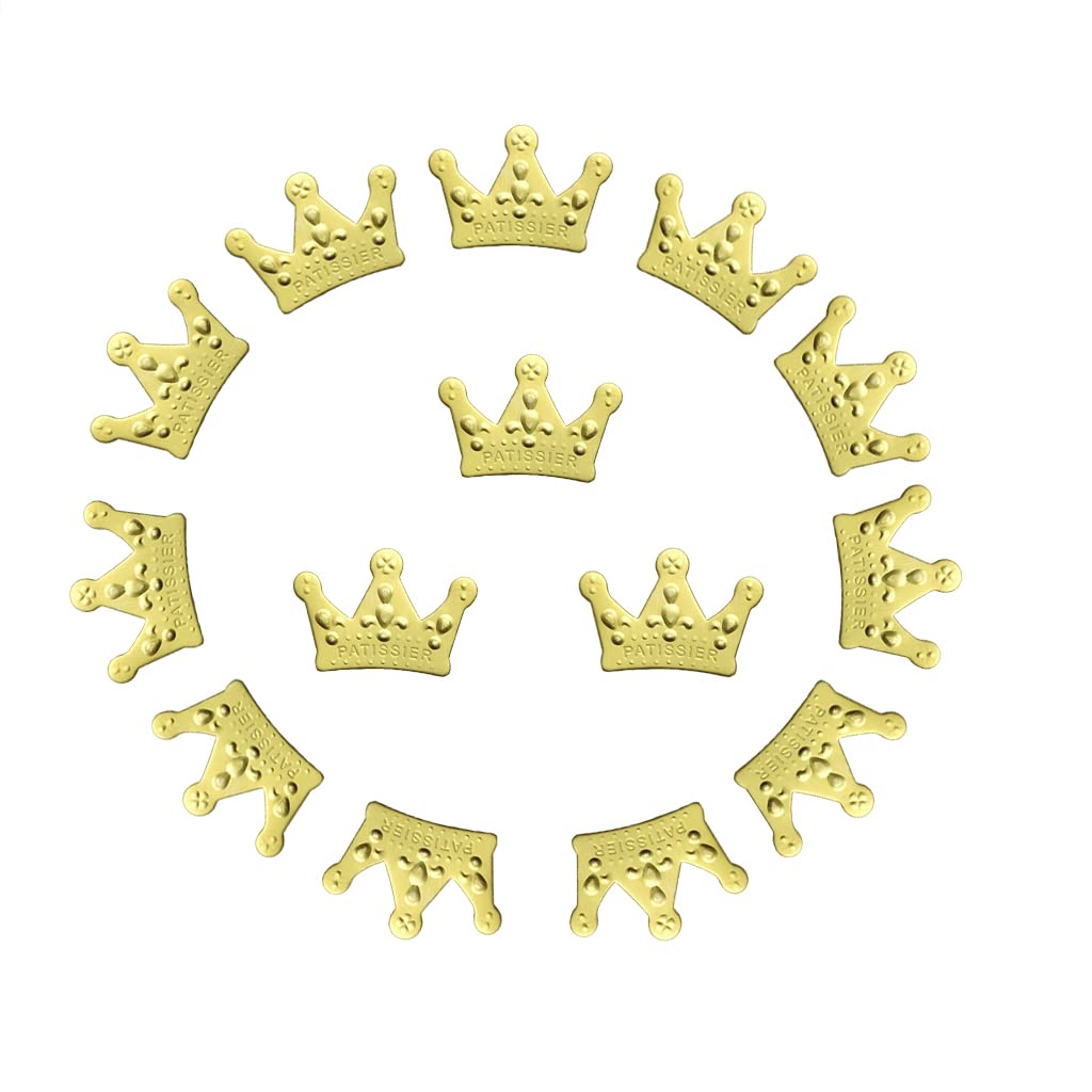 100Pcs Gold Crown Confetti Prince King Cupcake Toppers for Birthday Party Wedding Baby Shower Party Cake Food or Table Decoration Supplies