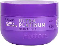 Máscara Matizadora Hidratante Fattore Ultra Platinum 300g – Gradual Color System Até 5 Tons – pH 4,0 – Com Manteiga de Karité, Lanolina e Glicerina – Hidratação Profunda, Nutrição e Brilho – Cabelos Loiros, Grisalhos e com Mechas – Cruelty Free