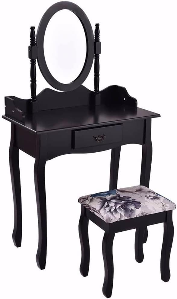 Black and White Dresser Wooden Makeup Dresser Stool Set Bedroom Dresser with Swivel and Stool (Color : E, Size : 29.5"X15.7"X52.8") (D 29.5"X15.7"X52.8")
