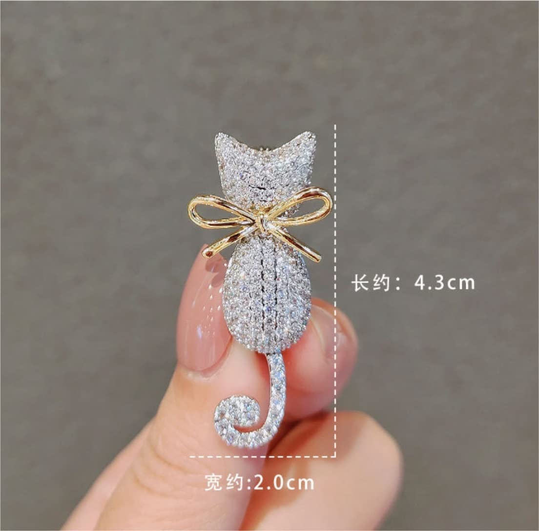 KYUSAR Brosche Broschen Niedliche Katze Brosche Trend Persönlichkeit Tier Pin Knopf Pullover Mantel Western Accessoires Brosche Broschen FüR Kleidung (Blue : Gold, Size : 4.3 * 2.0cm)